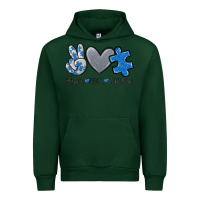 Forest Green peace love autism Urban Hoodie - MaliasSmallBusiness