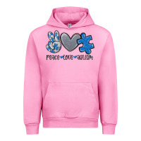 Fuchsia Pink peace love autism Urban Hoodie - MaliasSmallBusiness