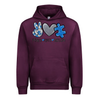 Mauve Wine peace love autism Urban Hoodie - MaliasSmallBusiness