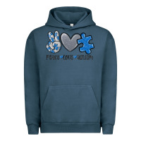 Pigment Midnight Navy peace love autism Urban Hoodie - MaliasSmallBusiness