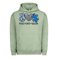 Pigment Oil Green peace love autism Urban Hoodie - MaliasSmallBusiness