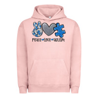 Pigment Salmon peace love autism Urban Hoodie - MaliasSmallBusiness
