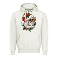 Oatmeal Heather Kinda merry kinda scary Zipper Hoodie - RanaPortraitStore