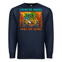 Navy country roads take me home Premium Sweatshirt - HRA Design Shop