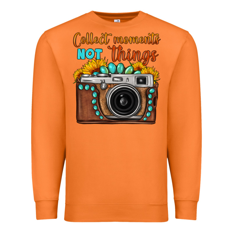 Collect Moments Not Things Sunflower Gemstone Vintage Camera Premium Sweatshirt by FaDigitalArtStudio | Teevron