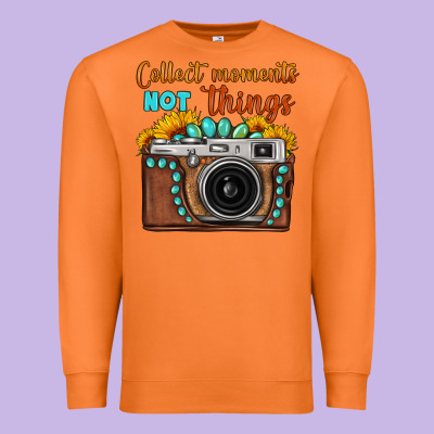 Collect Moments Not Things Sunflower Gemstone Vintage Camera Premium Sweatshirt Designed By Fadigitalartstudio