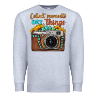 Heather Grey collect moments not things sunflower gemstone vintage camera Premium Sweatshirt - FaDigitalArtStudio