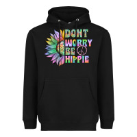 Black Don't Worry Be Hippie Heavyweight Hoodie - CowhideDigitalArt
