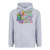 Heather Grey Don't Worry Be Hippie Heavyweight Hoodie - CowhideDigitalArt