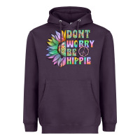 Plum Don't Worry Be Hippie Heavyweight Hoodie - CowhideDigitalArt
