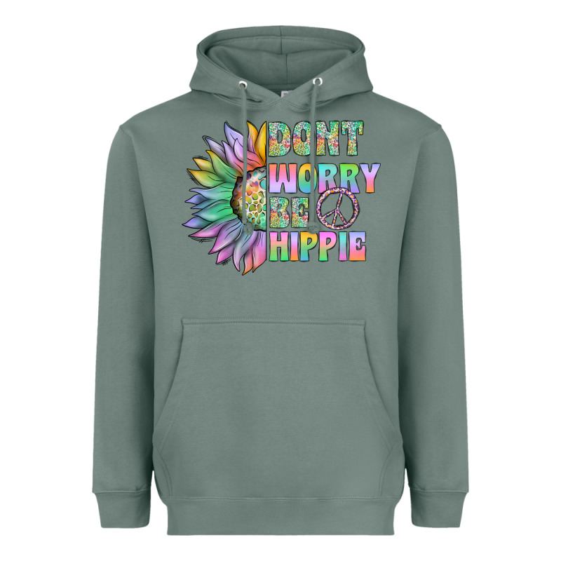 Don't Worry Be Hippie Heavyweight Hoodie by CowhideDigitalArt | Teevron