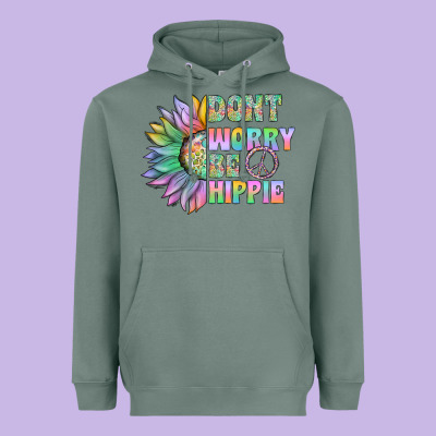Don't Worry Be Hippie Heavyweight Hoodie Designed By Cowhidedigitalart