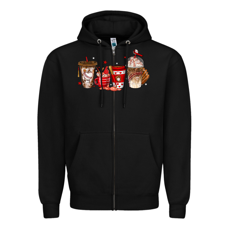 Baseball Coffee Cups Zipper Hoodie by texasbilliewilder | Teevron