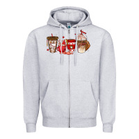 Heather Grey baseball coffee cups Zipper Hoodie - texasbilliewilder