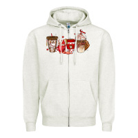 Oatmeal Heather baseball coffee cups Zipper Hoodie - texasbilliewilder