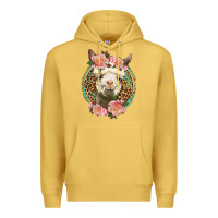 Antique Gold western llama and roses Premium Hoodie - LillyAllenDesigns
