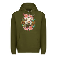 Army Green western llama and roses Premium Hoodie - LillyAllenDesigns