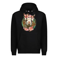 Black western llama and roses Premium Hoodie - LillyAllenDesigns