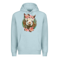 Blue Mist western llama and roses Premium Hoodie - LillyAllenDesigns