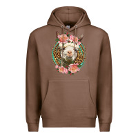 Chestnut western llama and roses Premium Hoodie - LillyAllenDesigns