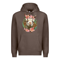 Coffee western llama and roses Premium Hoodie - LillyAllenDesigns