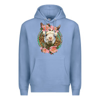 Colony Blue western llama and roses Premium Hoodie - LillyAllenDesigns