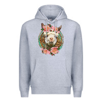 Heather Grey western llama and roses Premium Hoodie - LillyAllenDesigns