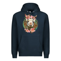 Navy western llama and roses Premium Hoodie - LillyAllenDesigns