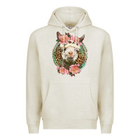 Oatmeal Heather western llama and roses Premium Hoodie - LillyAllenDesigns