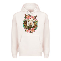 Pale Pink western llama and roses Premium Hoodie - LillyAllenDesigns