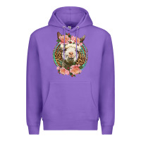 Purple western llama and roses Premium Hoodie - LillyAllenDesigns