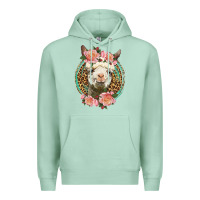 Seafoam western llama and roses Premium Hoodie - LillyAllenDesigns