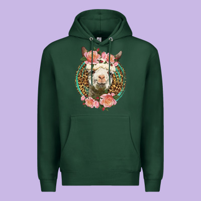 Western Llama And Roses Premium Hoodie Designed By Lillyallendesigns