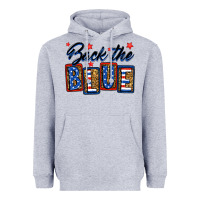 Heather Grey Back the blue Heavyweight Hoodie - Neo Western