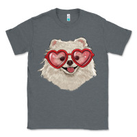Charcoal Heather white pomeranian with love glasses Classic Tee - RanaPortraitStore
