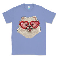 Colony Blue white pomeranian with love glasses Classic Tee - RanaPortraitStore