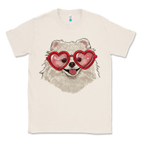 Natural white pomeranian with love glasses Classic Tee - RanaPortraitStore