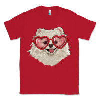 Red white pomeranian with love glasses Classic Tee - RanaPortraitStore