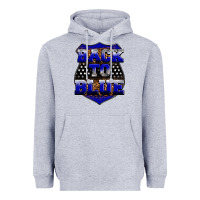 Heather Grey Back the blue Heavyweight Hoodie - Neo Western
