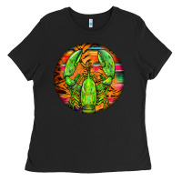 Black lobster round Ladies Tee - BarkalooDesign