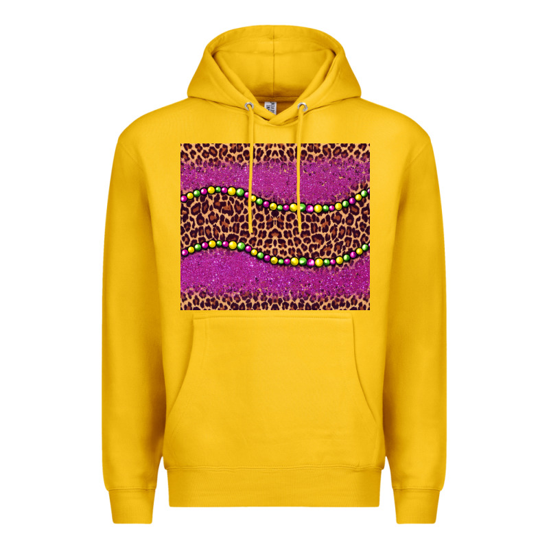 Mardi Gras  Leopard Pink Glitter Bead Premium Hoodie by BarkalooDesign | Teevron