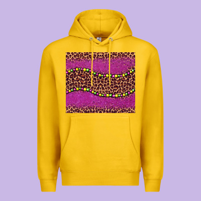 Mardi Gras  Leopard Pink Glitter Bead Premium Hoodie Designed By Barkaloodesign