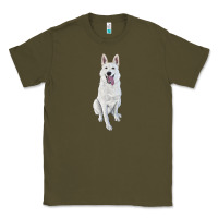 Army Green Hand Drawing White Shepherd Classic Tee - RanaPortraitStore