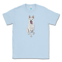 Dusty Blue Hand Drawing White Shepherd Classic Tee - RanaPortraitStore