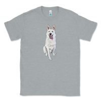 Heather Grey Hand Drawing White Shepherd Classic Tee - RanaPortraitStore