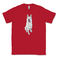 Red Hand Drawing White Shepherd Classic Tee - RanaPortraitStore