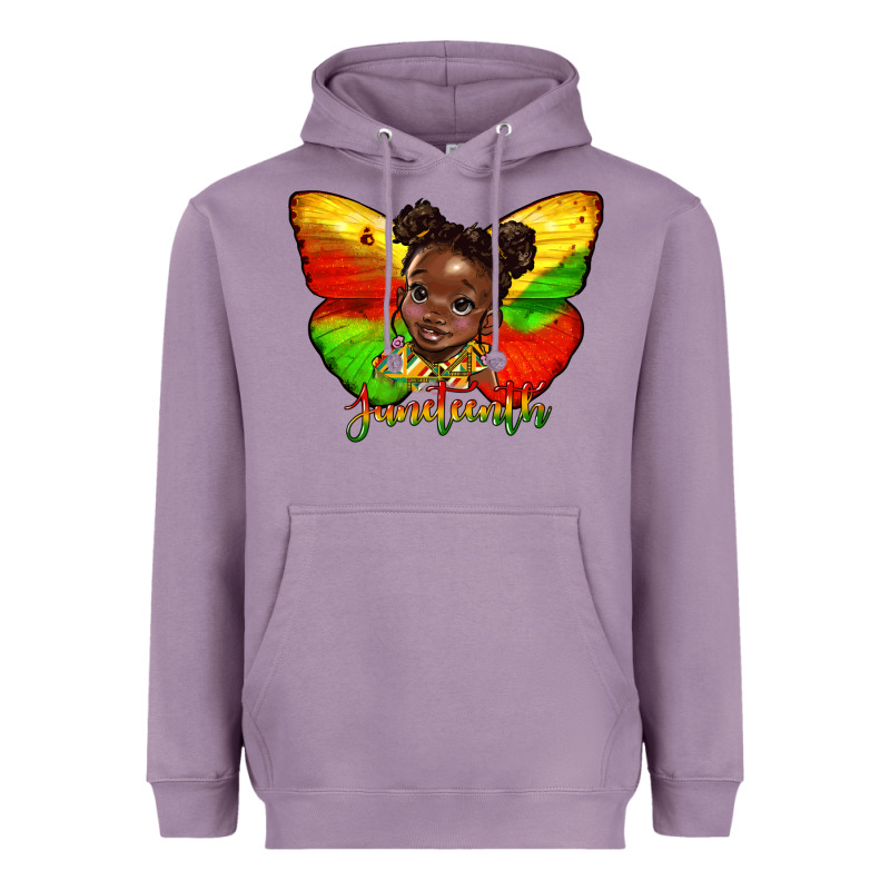 Juneteenth Butterfly Black Girl Heavyweight Hoodie by HRA Design Shop | Teevron