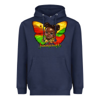 Navy juneteenth butterfly black girl Heavyweight Hoodie - HRA Design Shop