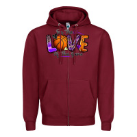 Burgundy for the love of the game basketball Zipper Hoodie - Zillion Design Studio