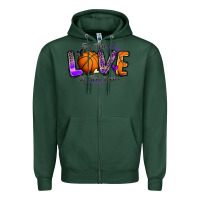 Sports Green for the love of the game basketball Zipper Hoodie - Zillion Design Studio